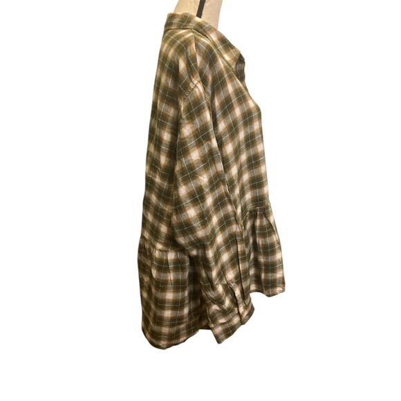 Arizona jeans peplum plaid plus size western button down 100% cotton blouse XXL - Picture 3 of 7